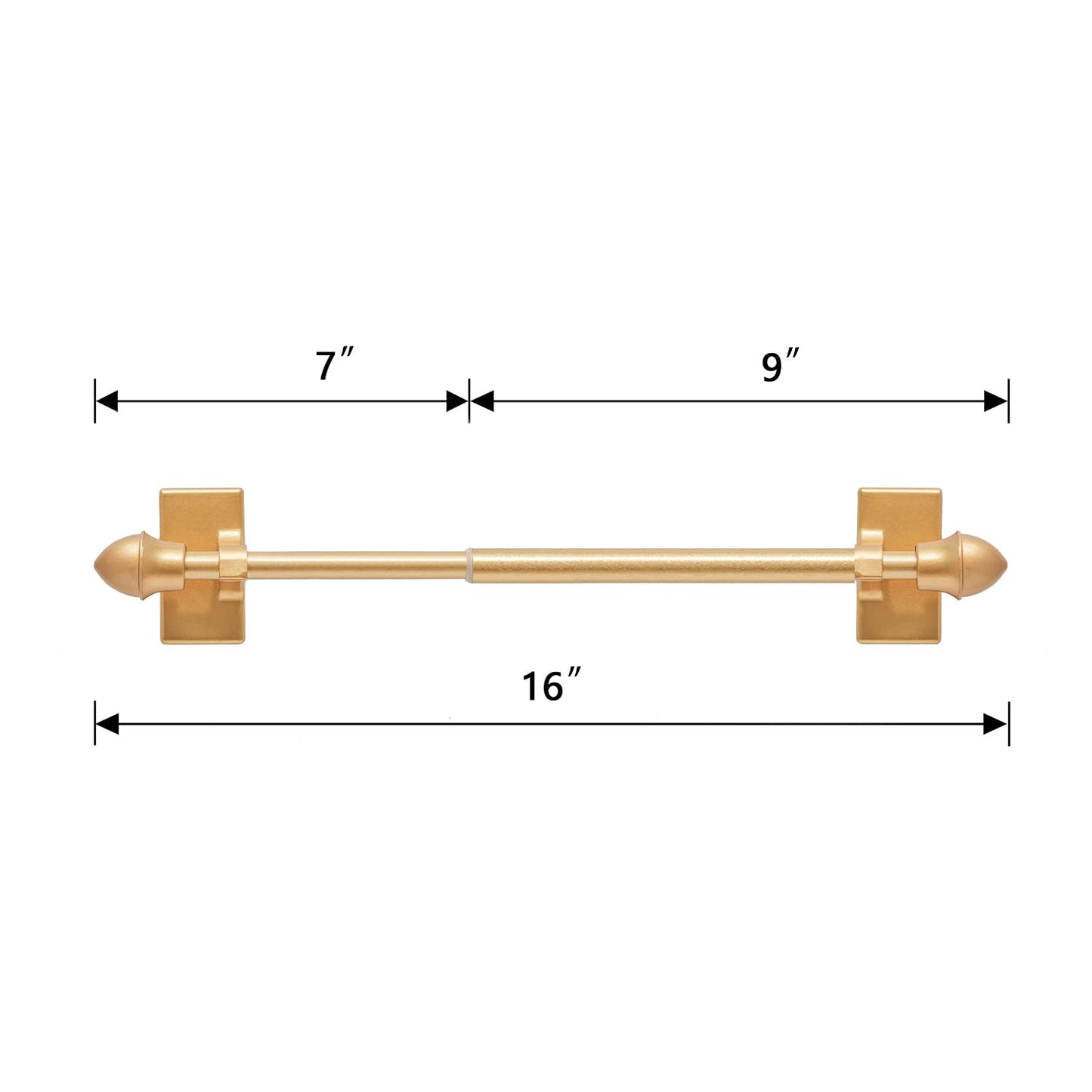 LaigenGanzi Magnetic Curtain Rods Adjustable 9-16in Gold 4 Pack