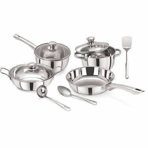 Pristine Tri Ply Induction Base Cooking Essential Steel Cookware