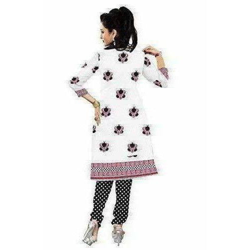 Women's Cotton Unstitched White Salwar Suit Material