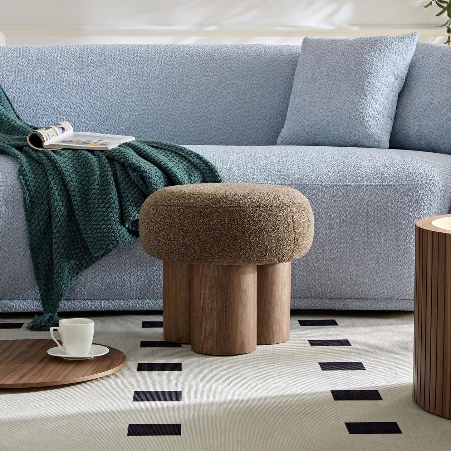Brown Mushroom Stool Ottoman Footrest 16.54 Inches