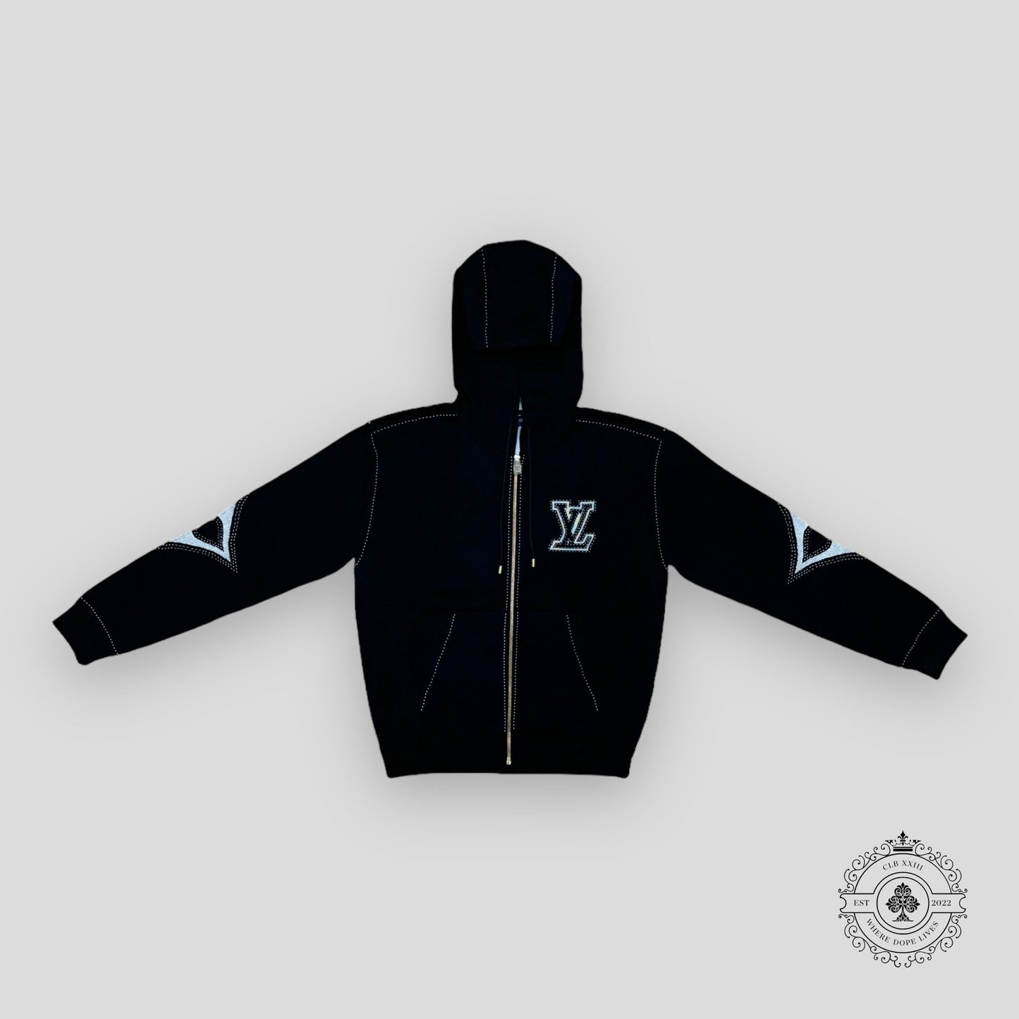 Louis Vuitton Monogram Flower Graphic Intarsia Zipped Hoodie in Black