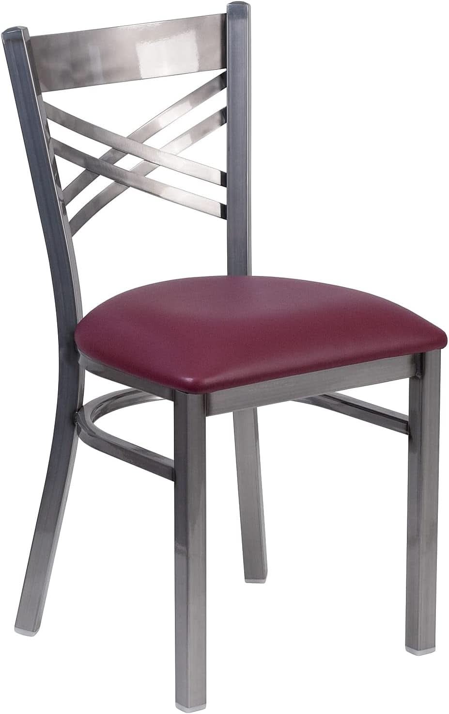 Two Pack Hercules Burgundy Vinyl X Back Metal Dining Chairs For Restaurant Bar And Home Use