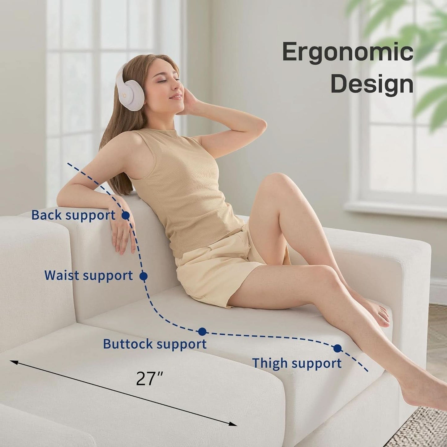 Beige Modular Sectional Sofa With Reversible Chaise