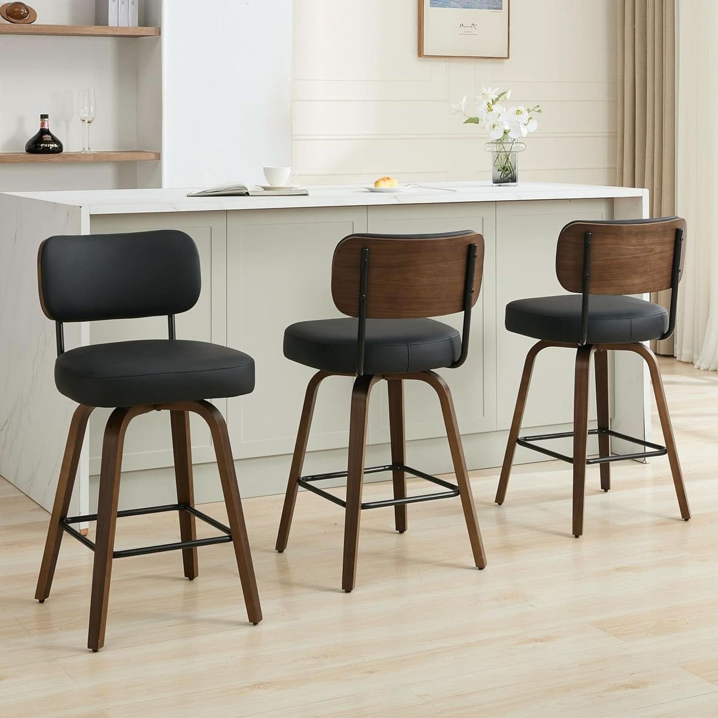 Swivel Bar Stools Set Of 4 26 Inch Counter Height Black