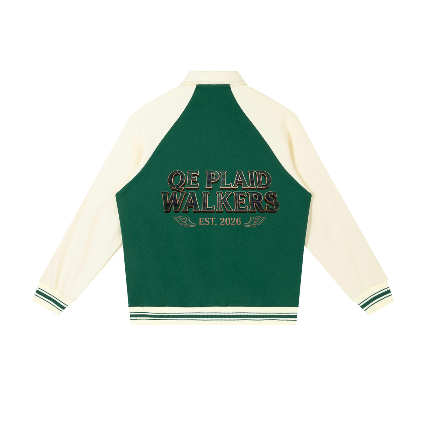QE Plaid Walkers Sleeve Baseball Jacket