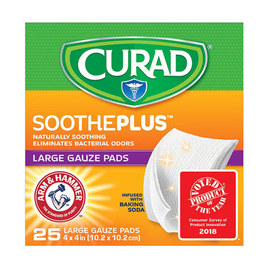 Curad Soothe plus Gauze Pads Large 4x4 In 25Ct