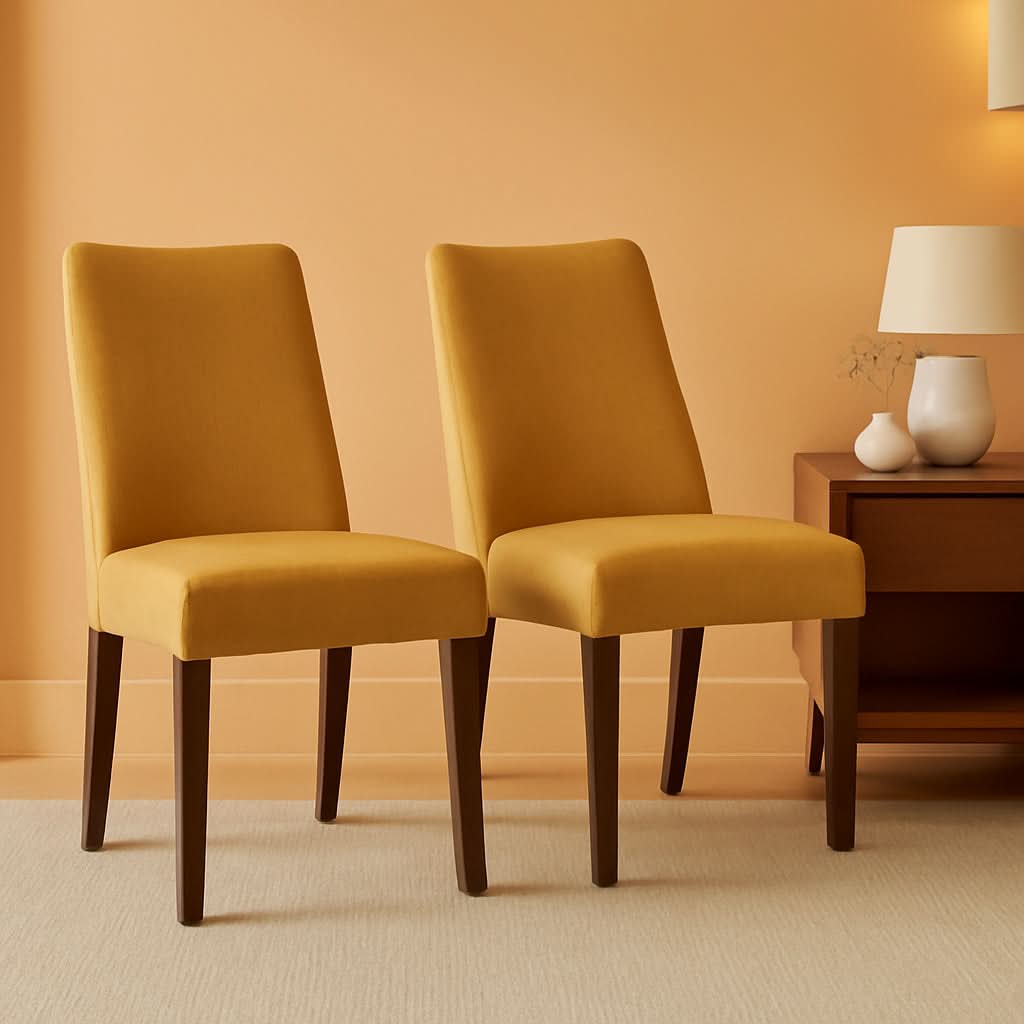 Lyncott Upholstered Dining Chair Yellow And Brown Foam Cushion