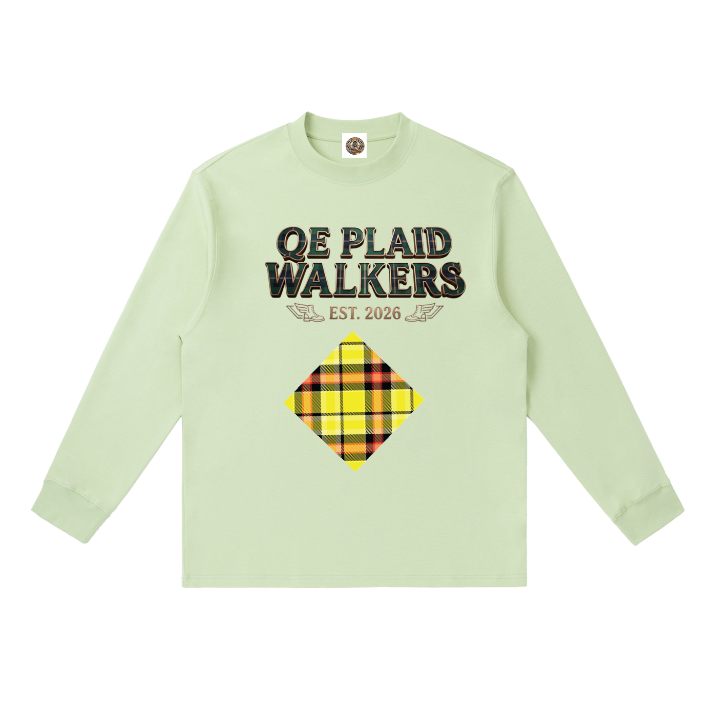QE Plaid Walkers Essential Crewneck Long-Sleeve T-Shirt