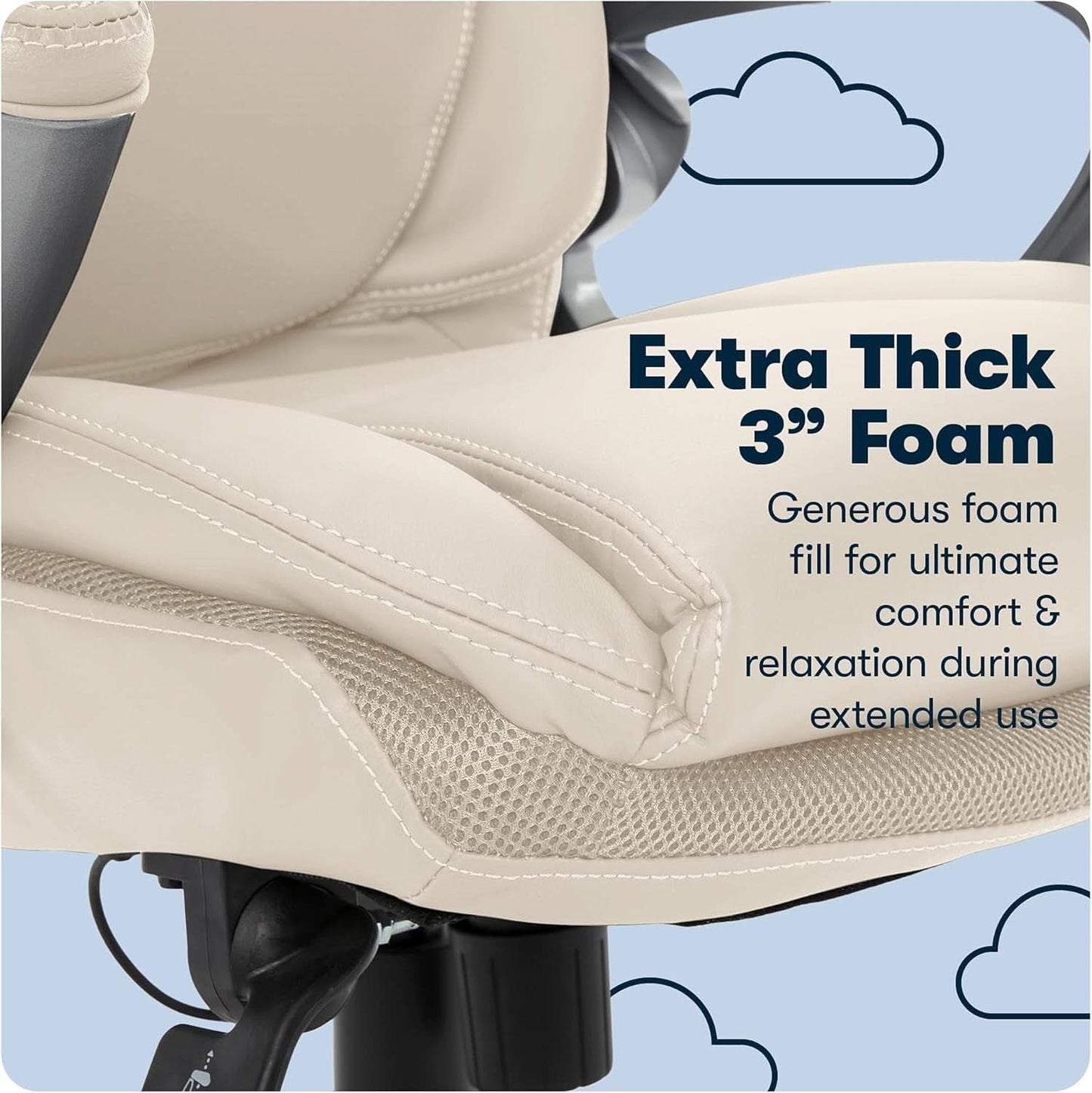 Executive Office Chair With AIR Lumbar Support Cream White