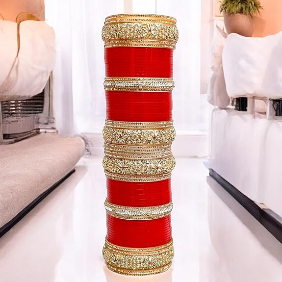 Tehzeeb Creations Bridal Bangle Set Red Designer Chura Punjabi Choora Fashion Jewellery Chuda Set