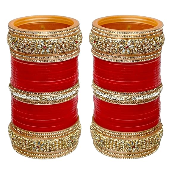 Tehzeeb Creations Bridal Bangle Set Red Designer Chura Punjabi Choora Fashion Jewellery Chuda Set