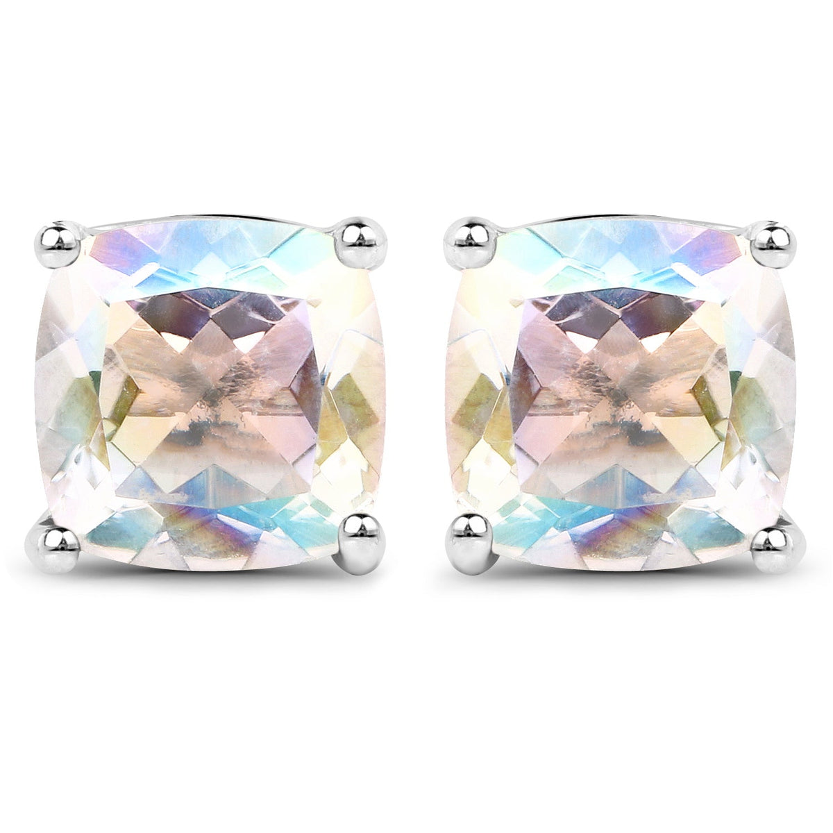 4.20cttw Crystal Rainbow Mystic Quartz .925 Sterling Silver Earrings