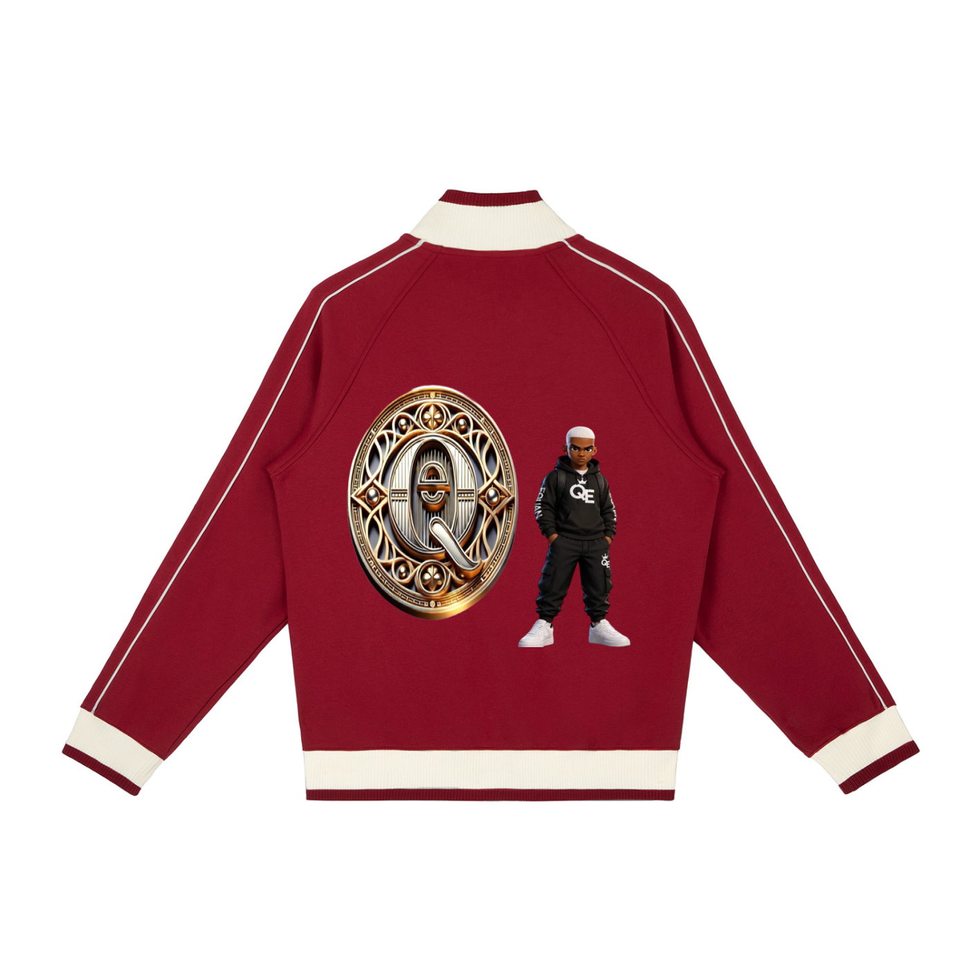 QE Patches Color Block Raglan Sleeve Zip Track Jacket