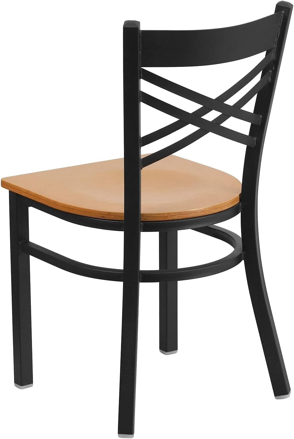 Two Pack Hercules Series Black X Back Metal Dining Chairs With Natural Wood Seats