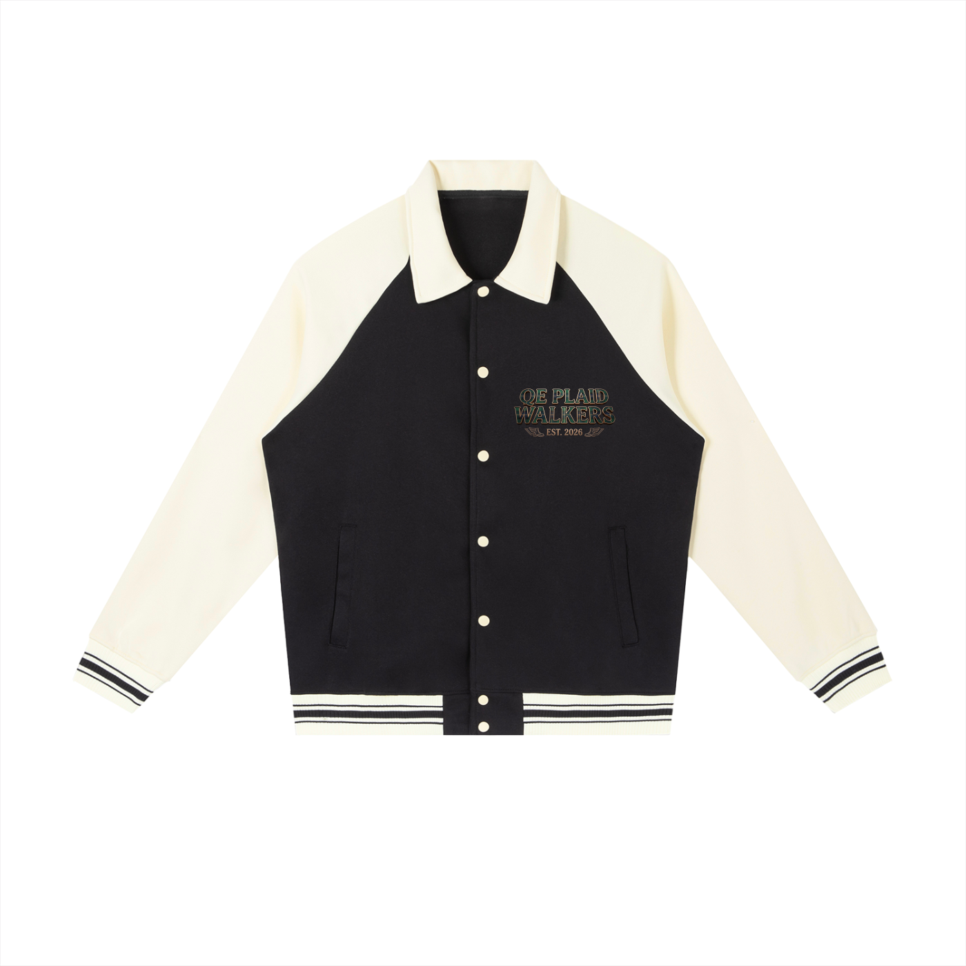 QE Plaid Walkers Sleeve Baseball Jacket