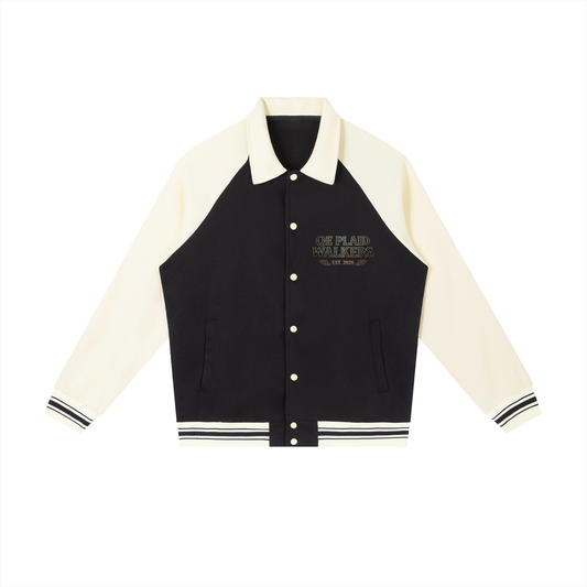 QE Plaid Walkers Sleeve Baseball Jacket