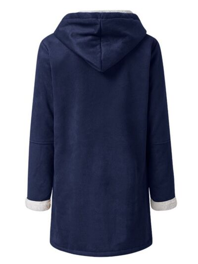 Full Size Pocketed Long Sleeve Hooded Toggle Jacket – Stylish & Functional Outerwear for Women