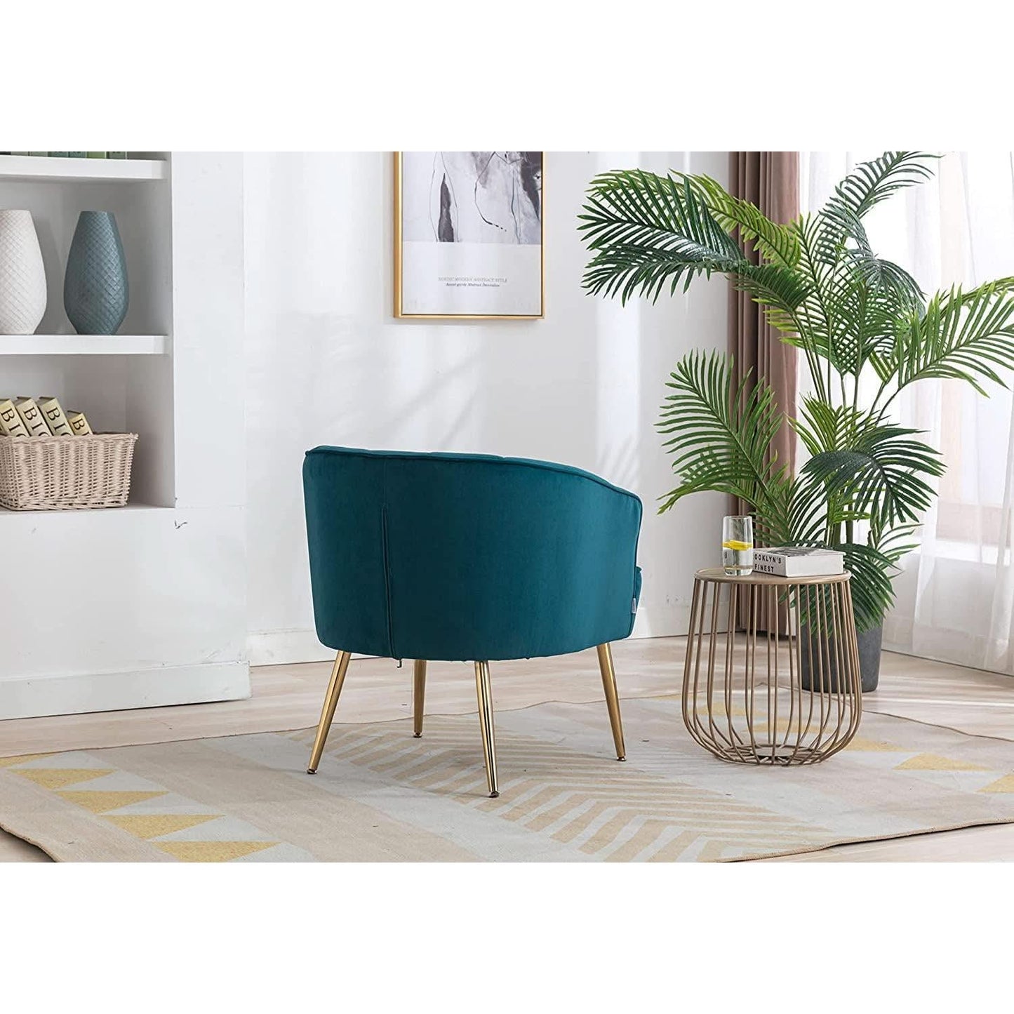 Teal Velvet Accent Chair With Golden Legs Ultra Plush