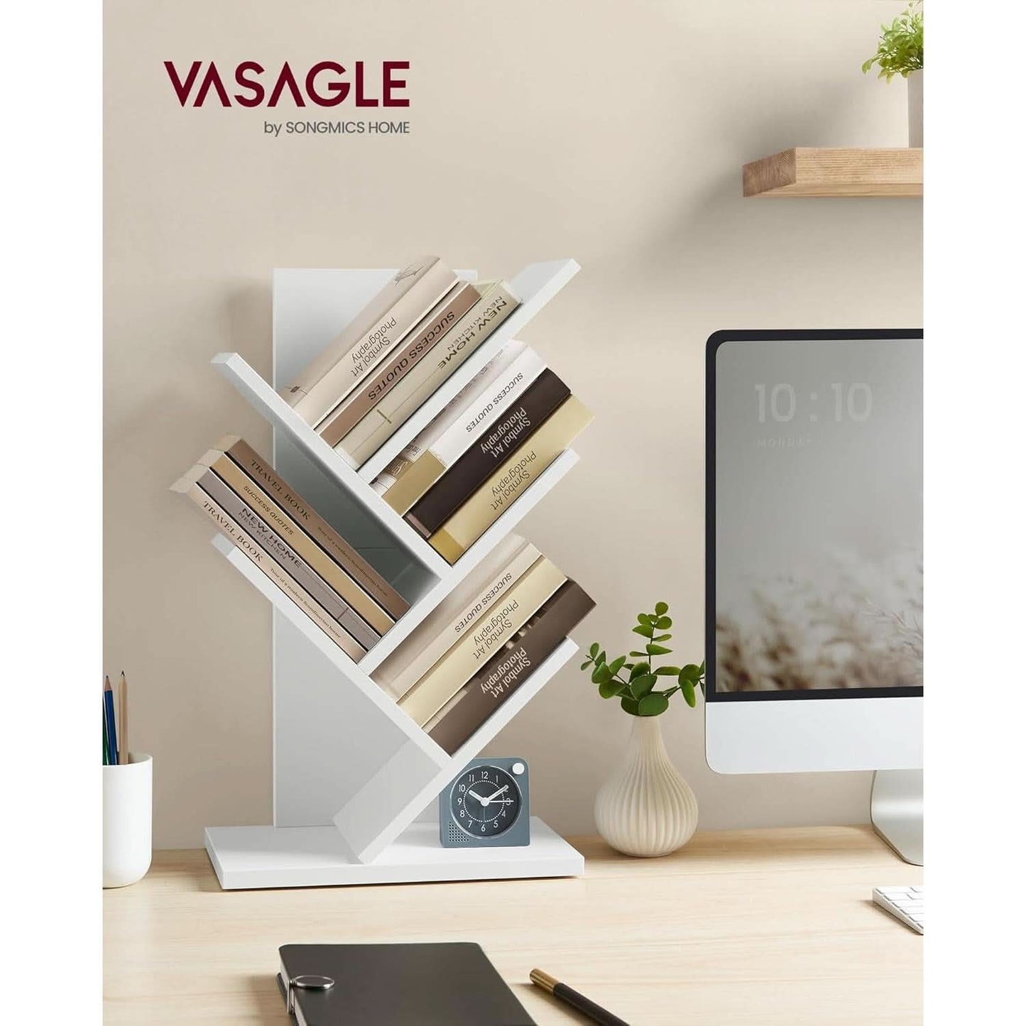 Cloud White Tree Bookshelf Five Tier Corner Shelf Unit