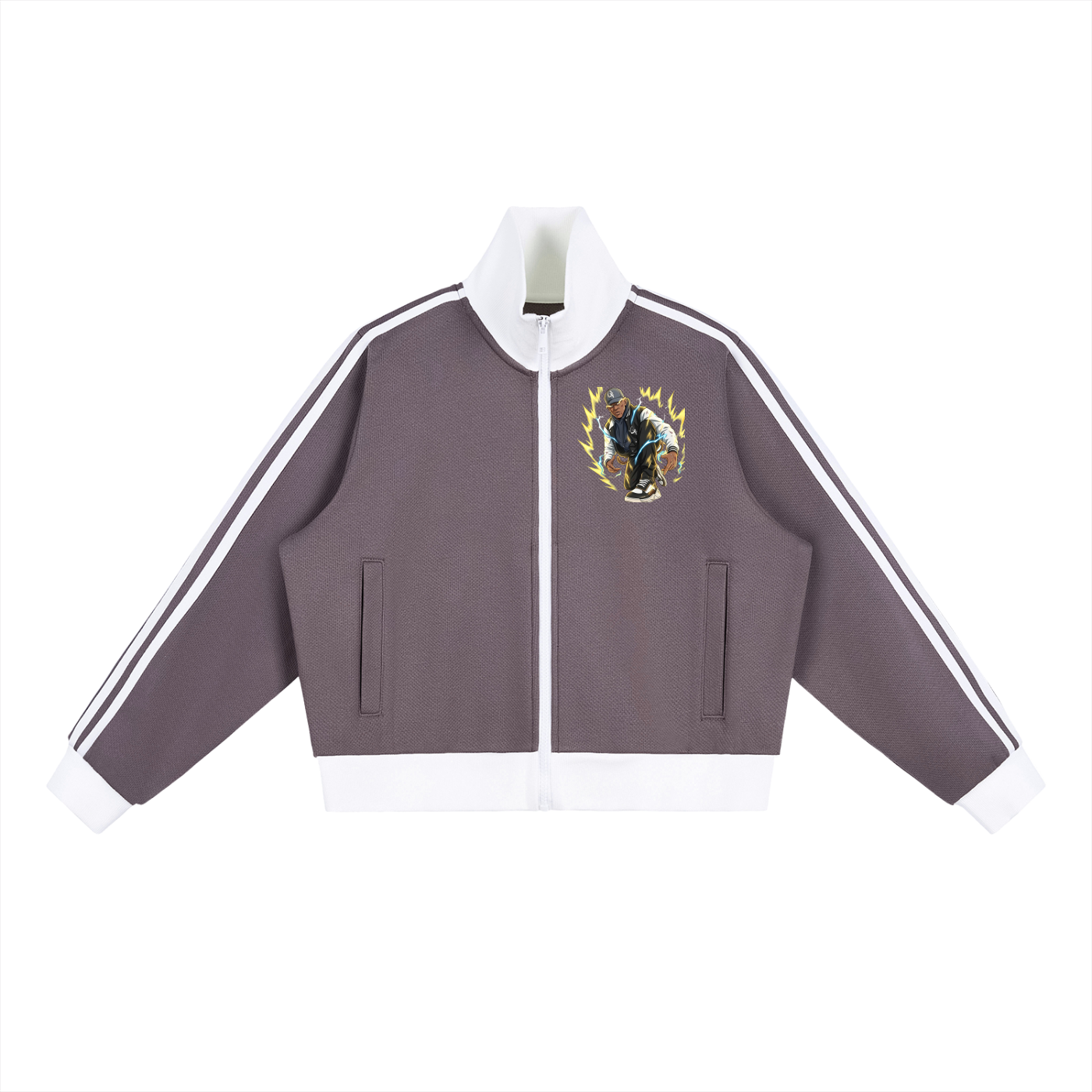 Equan Fury  Side Stripe Fleece Cropped Track Jacket