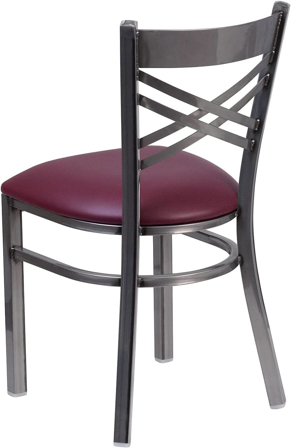 Two Pack Hercules Burgundy Vinyl X Back Metal Dining Chairs For Restaurant Bar And Home Use