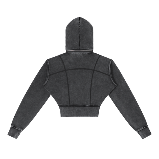 QE Muffins Vintage Washed Cropped Fleece Hoodie