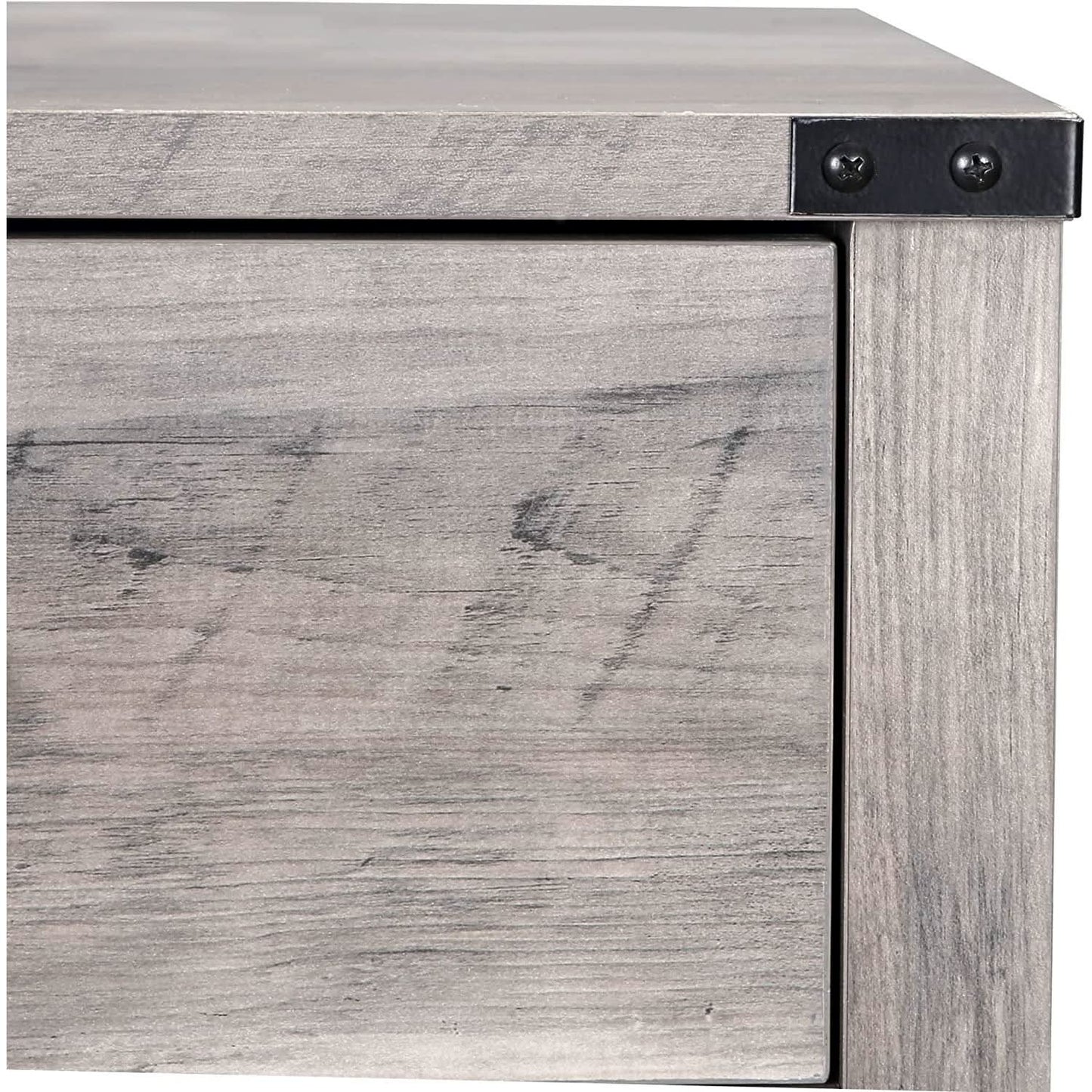Barnwood Rustic Nightstand With X Shaped Barn Doors Grey
