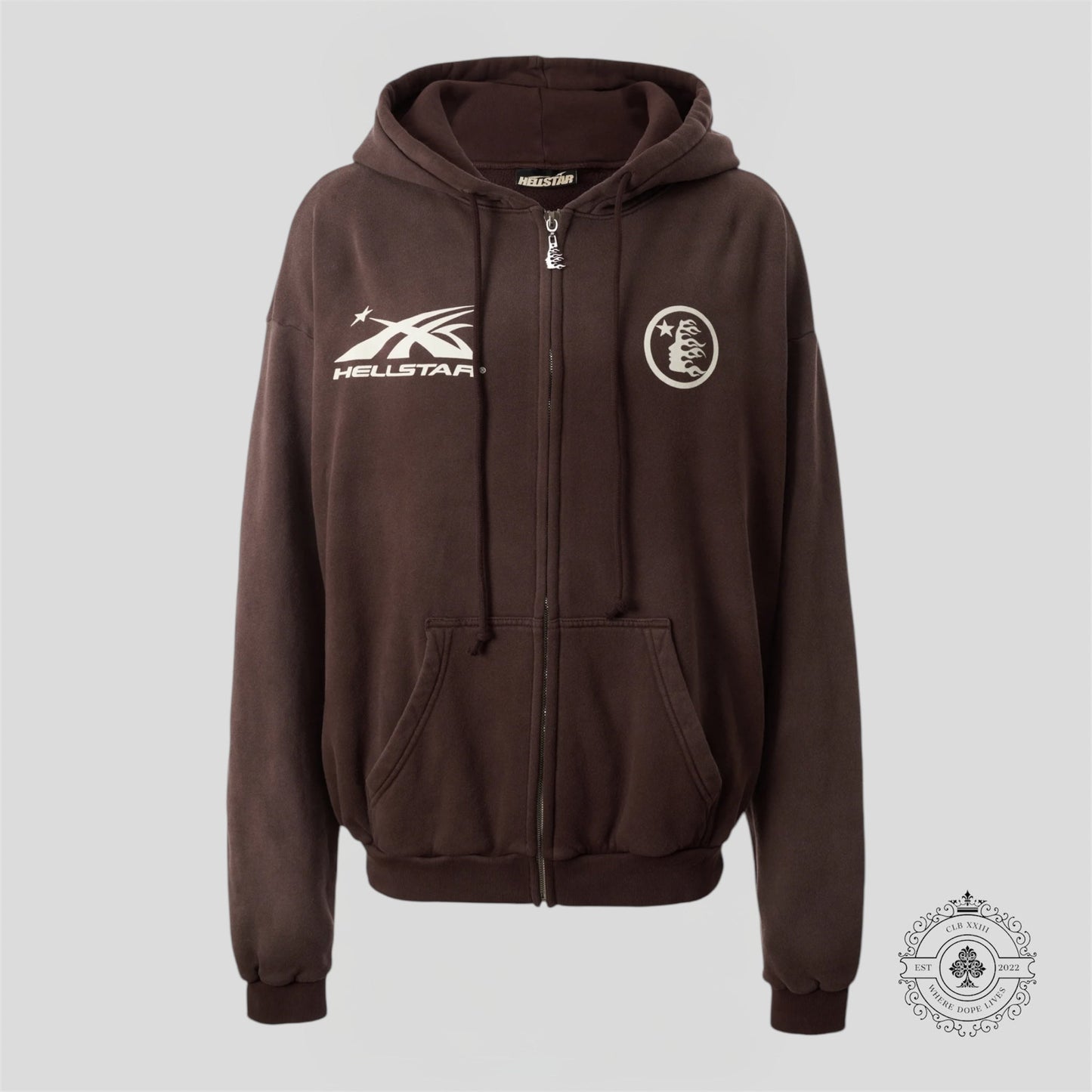 Hellstar Mirror Face Hoodie in Brown