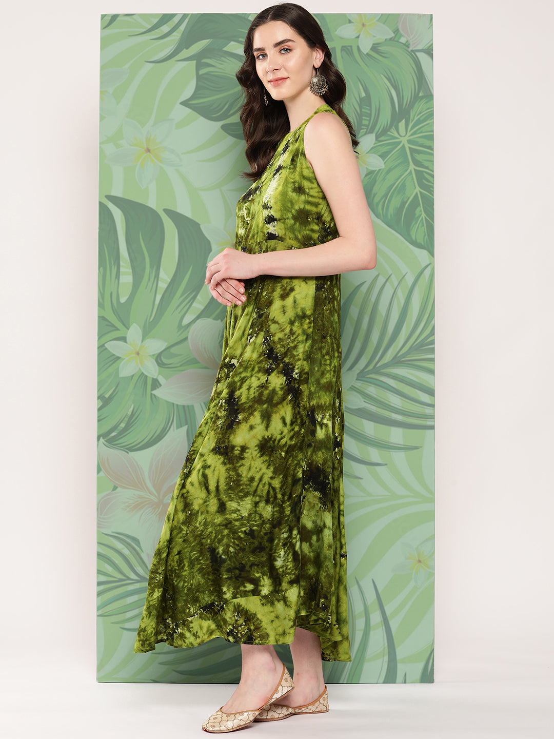 InWeave Women's Green Tie And Die Dress