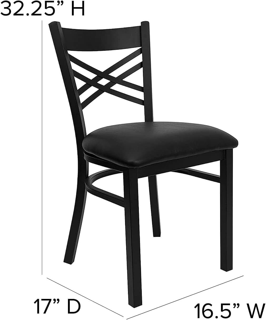 Hercules Series X Back Metal Armless Dining Chairs Black
