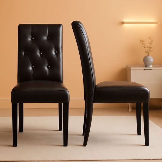 Faux Leather Dining Chairs Brown Set Of 2 For Dining Room