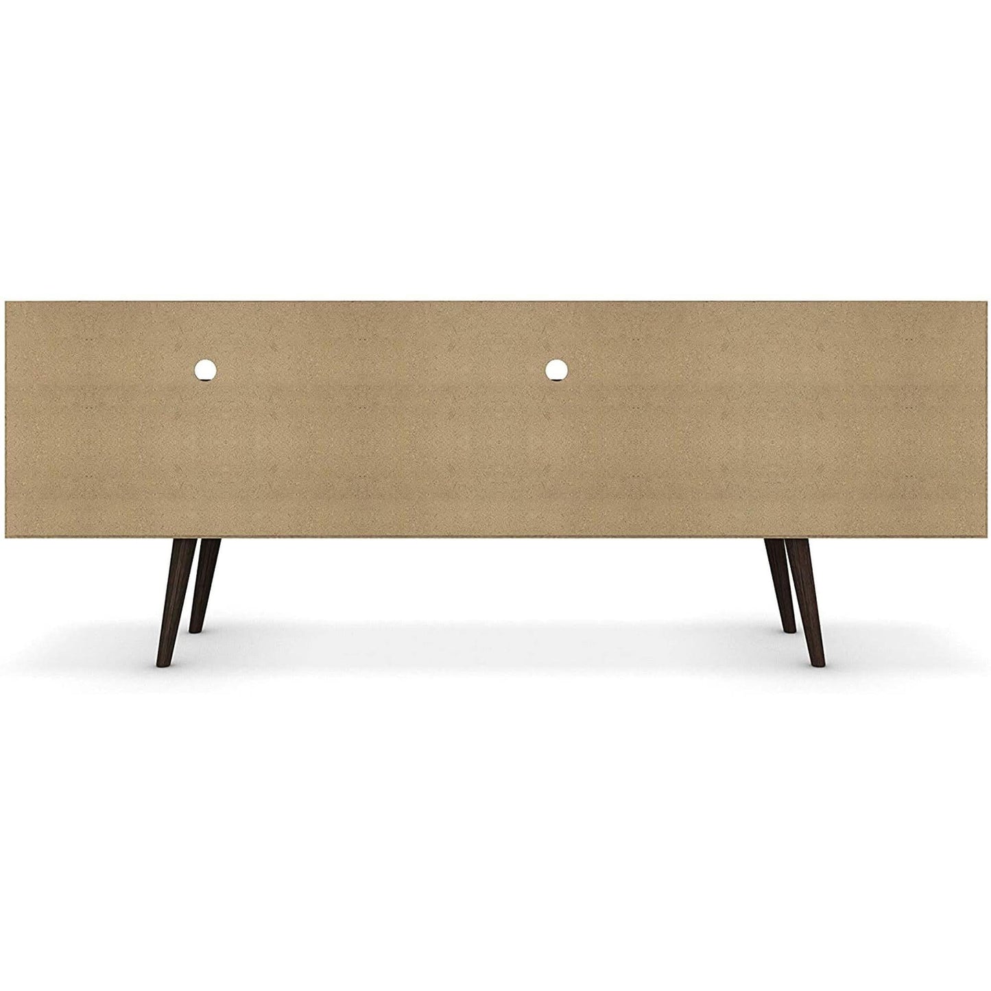 Mid Century TV Stand Solid Wood With Shelves And Cabinet