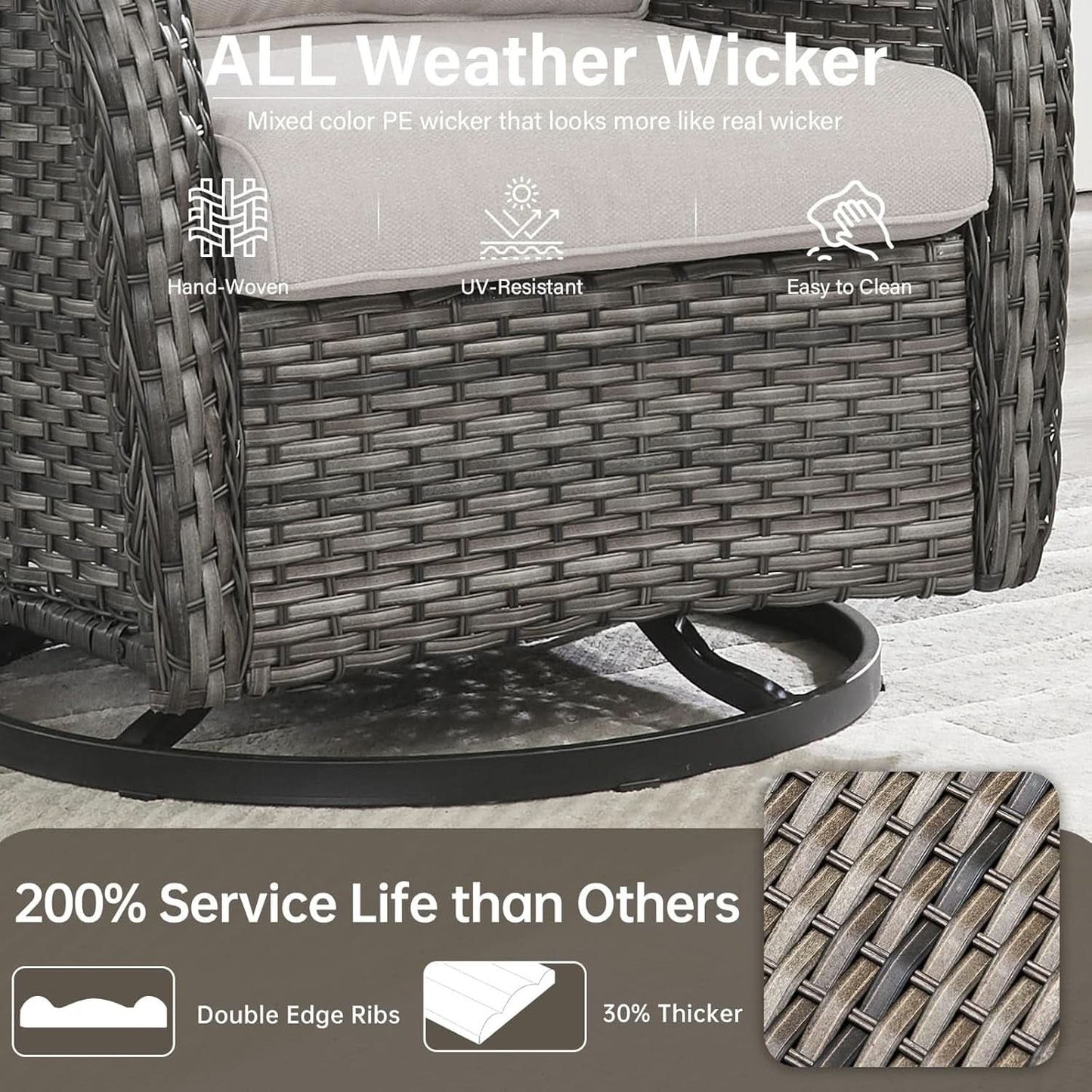 Swivel Rocker Patio Chairs Set with Cozy Coffee Table