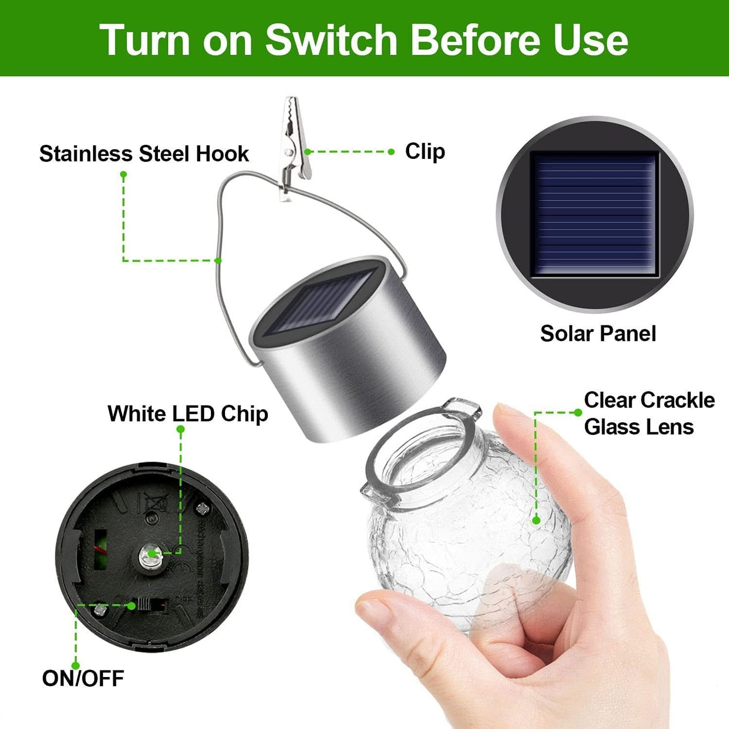 Solar Hanging Globe Lights Waterproof Cold White 24 Pack