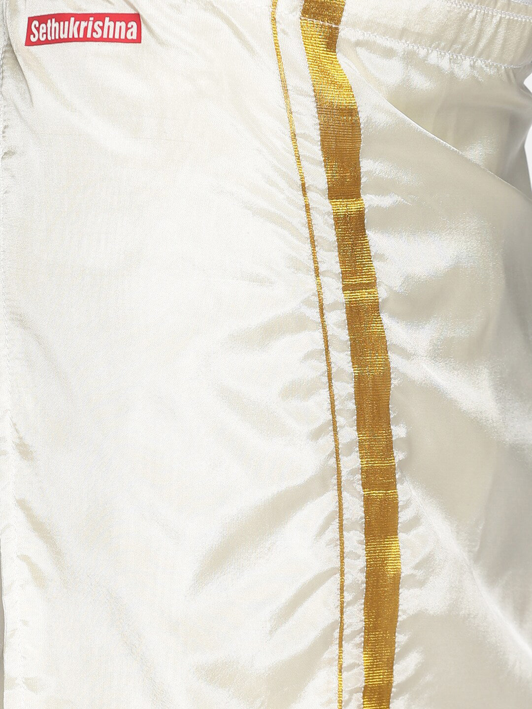 Sethukrishna Olive Green & White Solid Shirt and Veshti Set For Boys