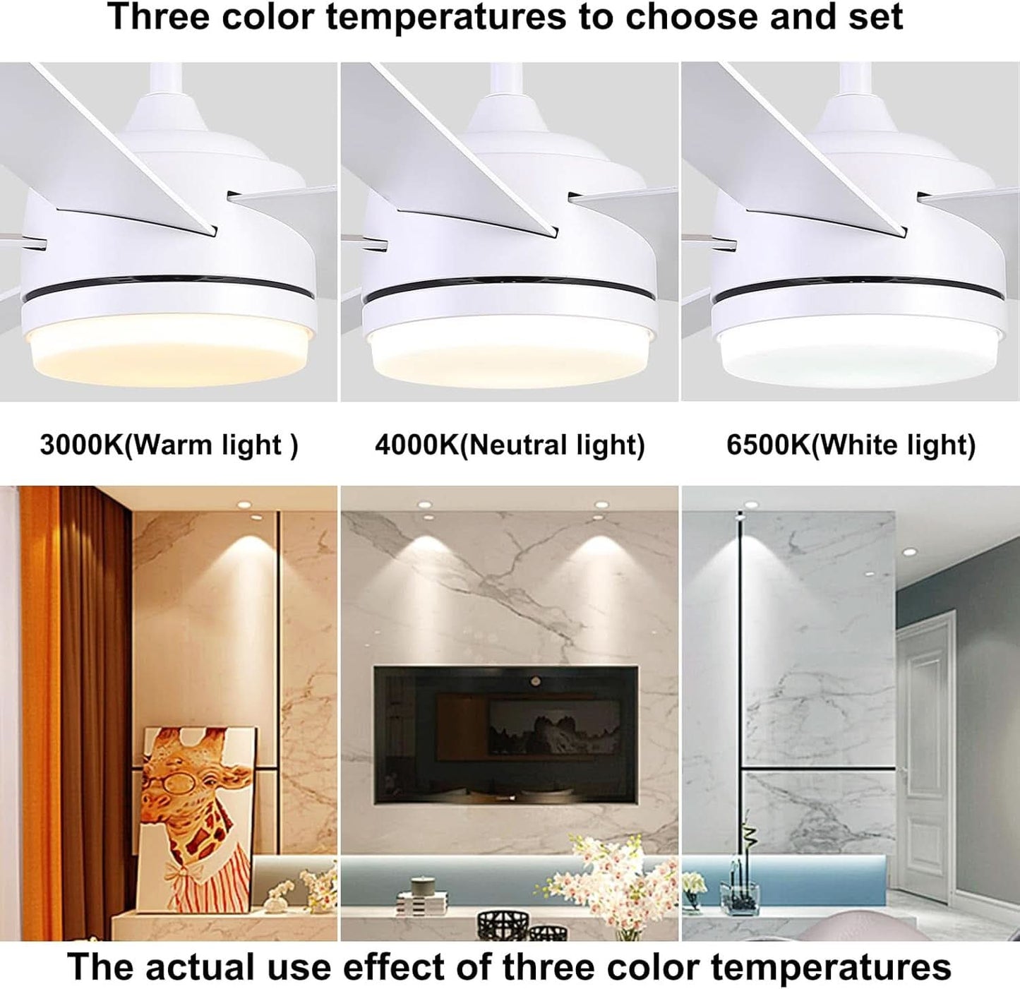 52 Inch White Ceiling Fan With Dimmable LED Lights