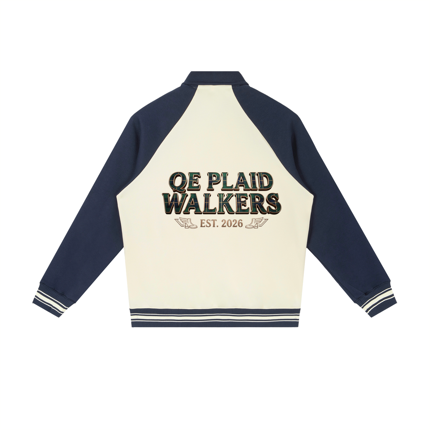 QE Plaid Walkers Sleeve Baseball Jacket