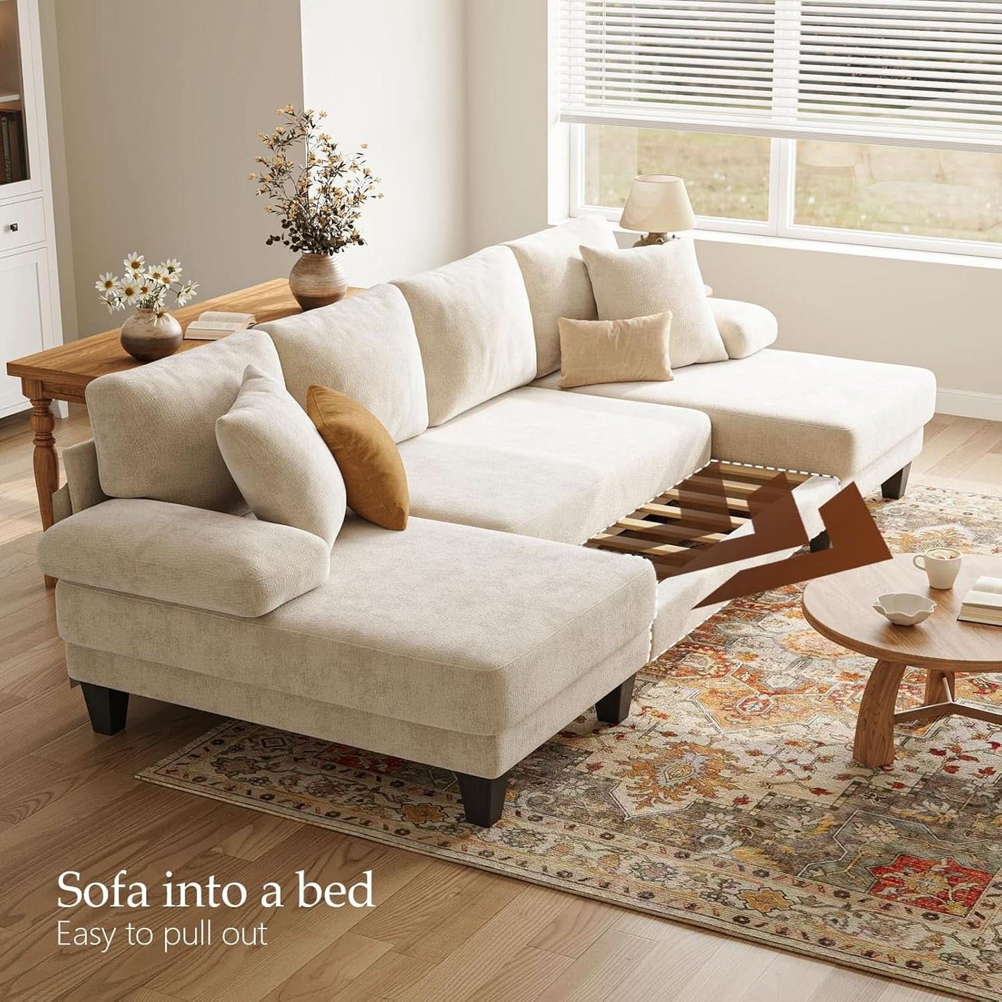 Sleeper Sofa Bed 112Inches PullOut LivingRoom Comfort