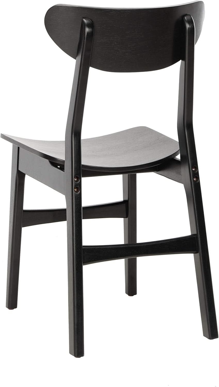 Retro Black Wood Dining Chair Set Of 2 For Home Dining