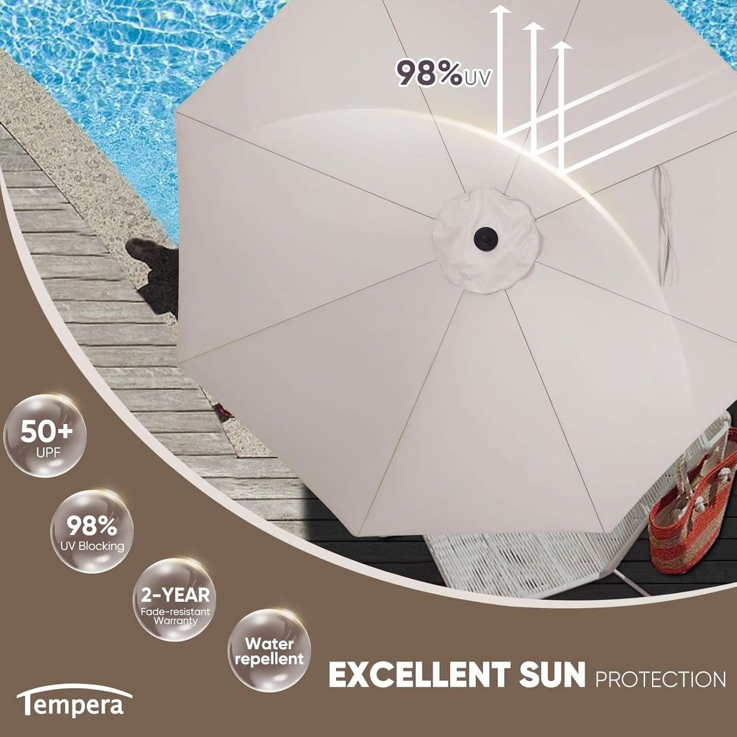 Large Patio Market Outdoor Umbrella With Push Button Tilt