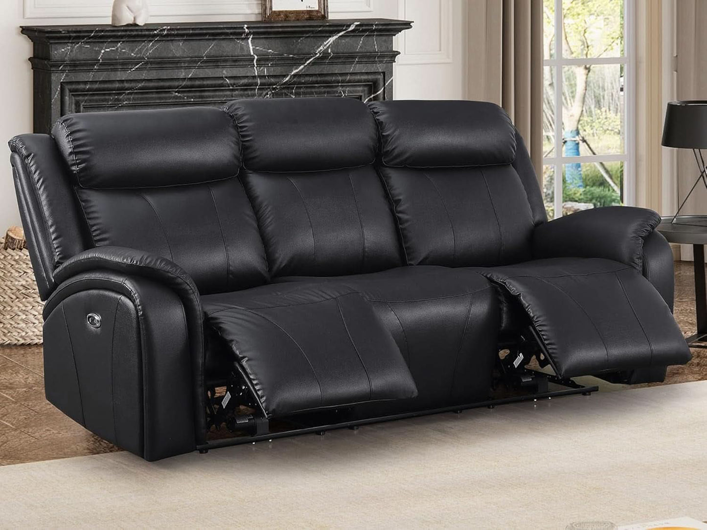 Power Recliner Sofa Set 3 Piece With Storage Black