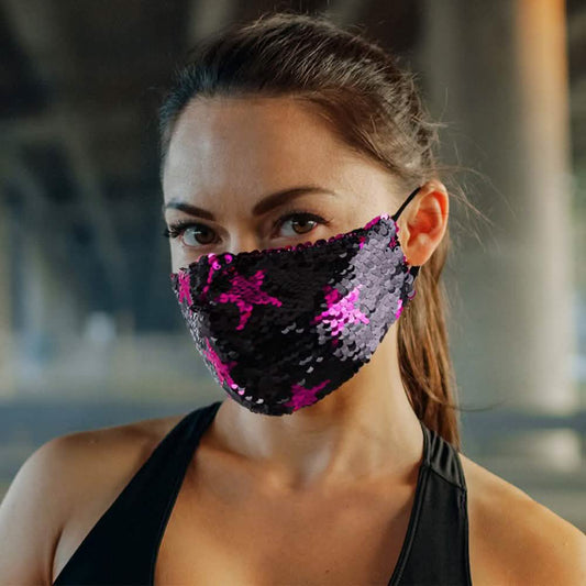 5-Pack: Star Struck Cotton Reversible Sequin Fashion Face Masks With Adjustable Ear Loops