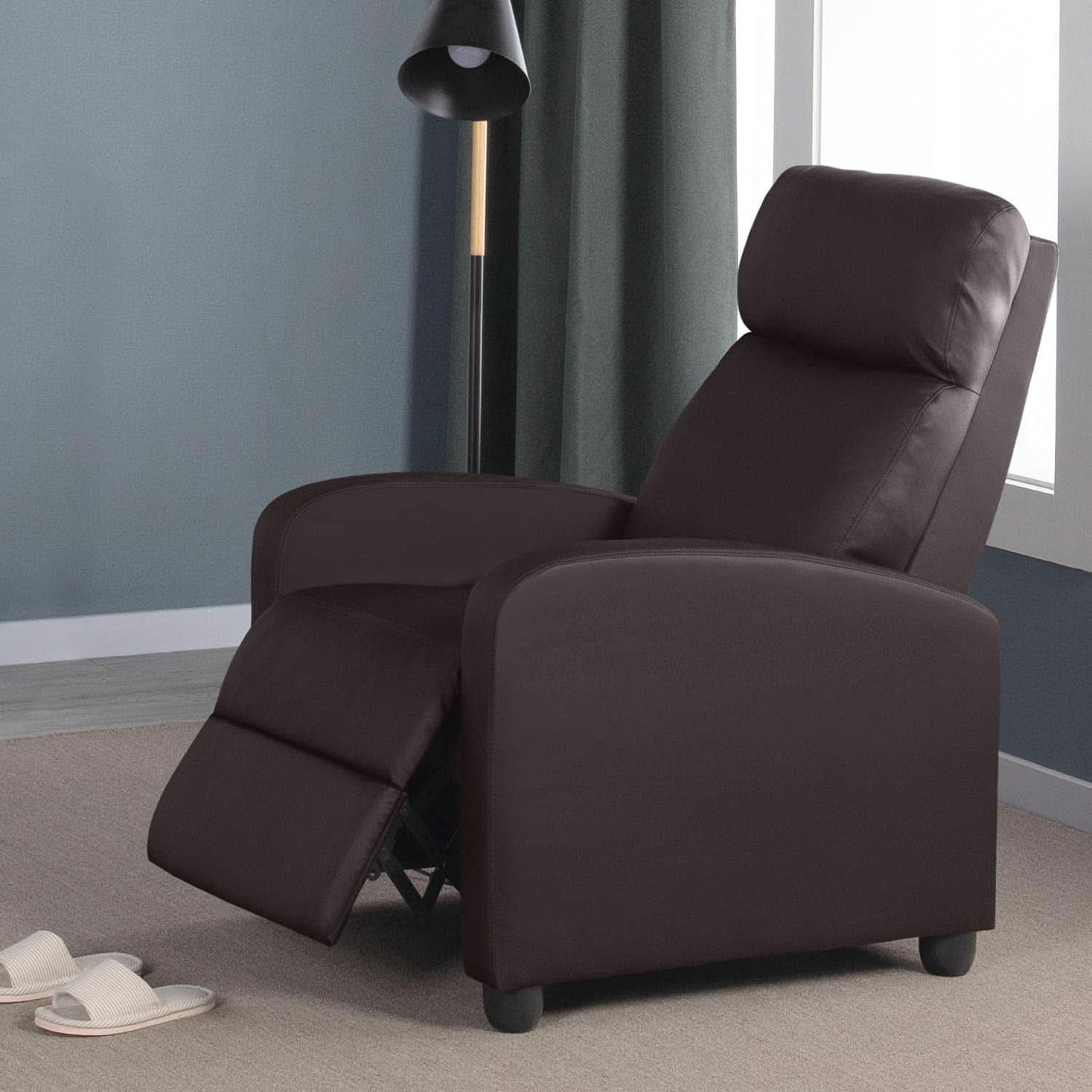Set Of 2 PU Leather Padded Recliner Chairs For Living Room