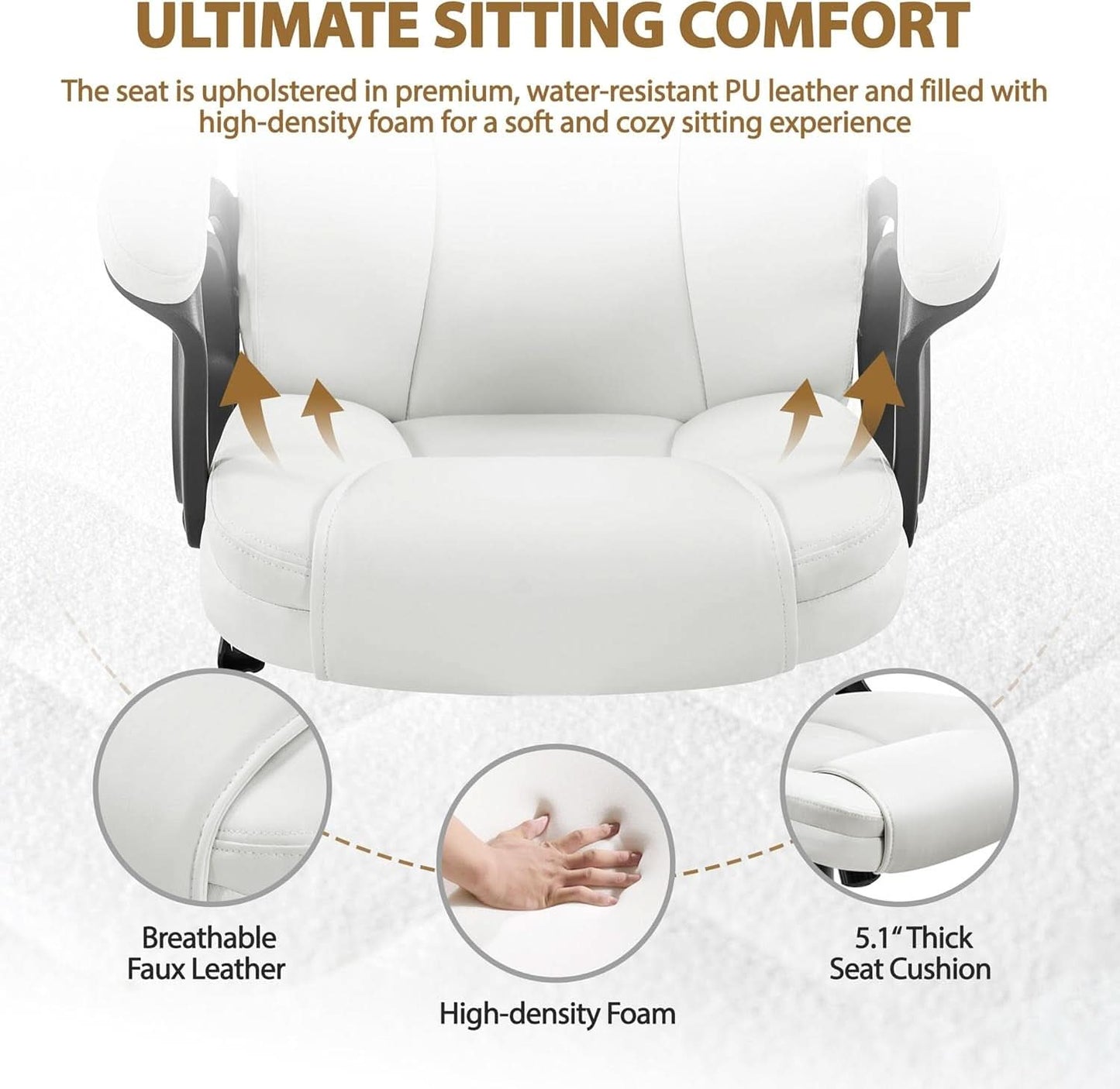High Back Executive Chair White Ergonomic Office Chair