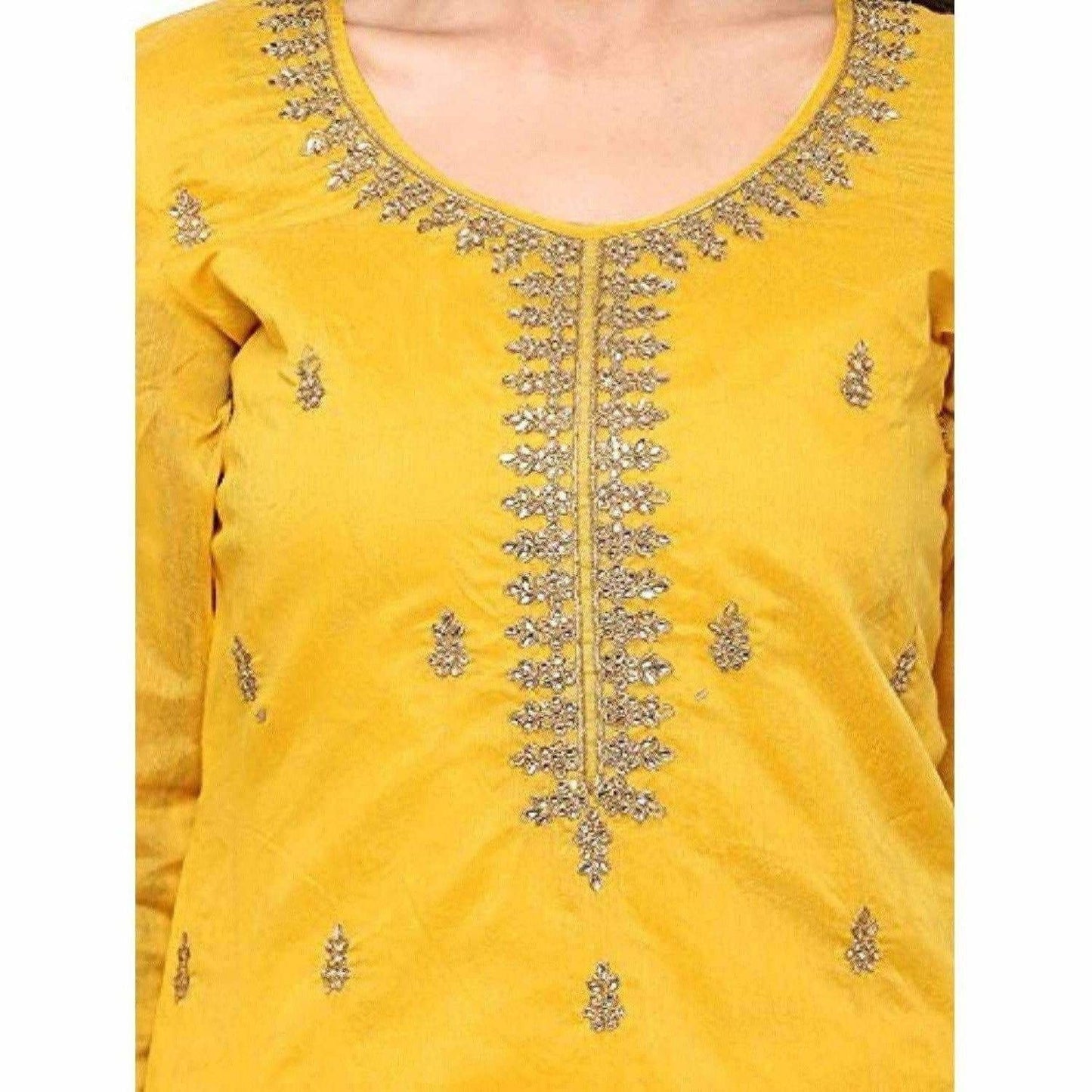 Yellow Chanderi Cotton Dress Material