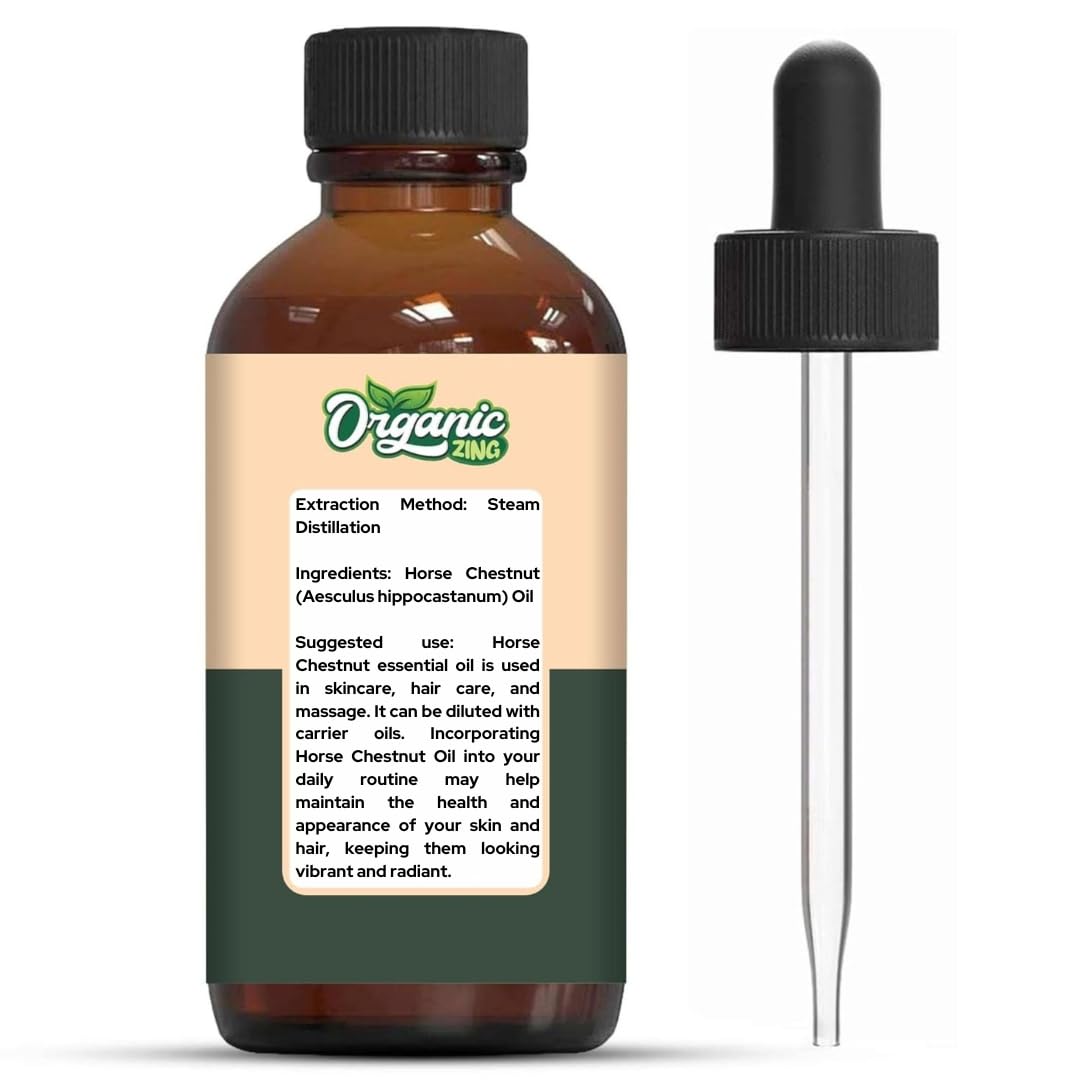 Organic Zing Horse Chestnut (Aesculus hippocastanum) Oil | Pure & Natural Essential Oil for Skincare, Hair Care & Massage