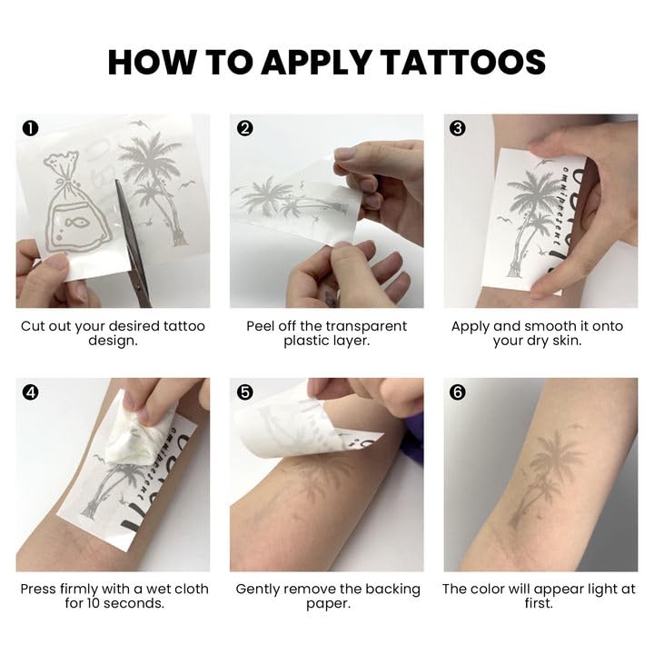 UBICA Crocodile Semi Permanent Tattoos, 2 Sheets Realistic Gator Swimming Temporary Tattoos for Men Women, Cool Design Fake Tattoos Lasts 1-2 Weeks for Arm Calf, Waterproof & Non-Reflective