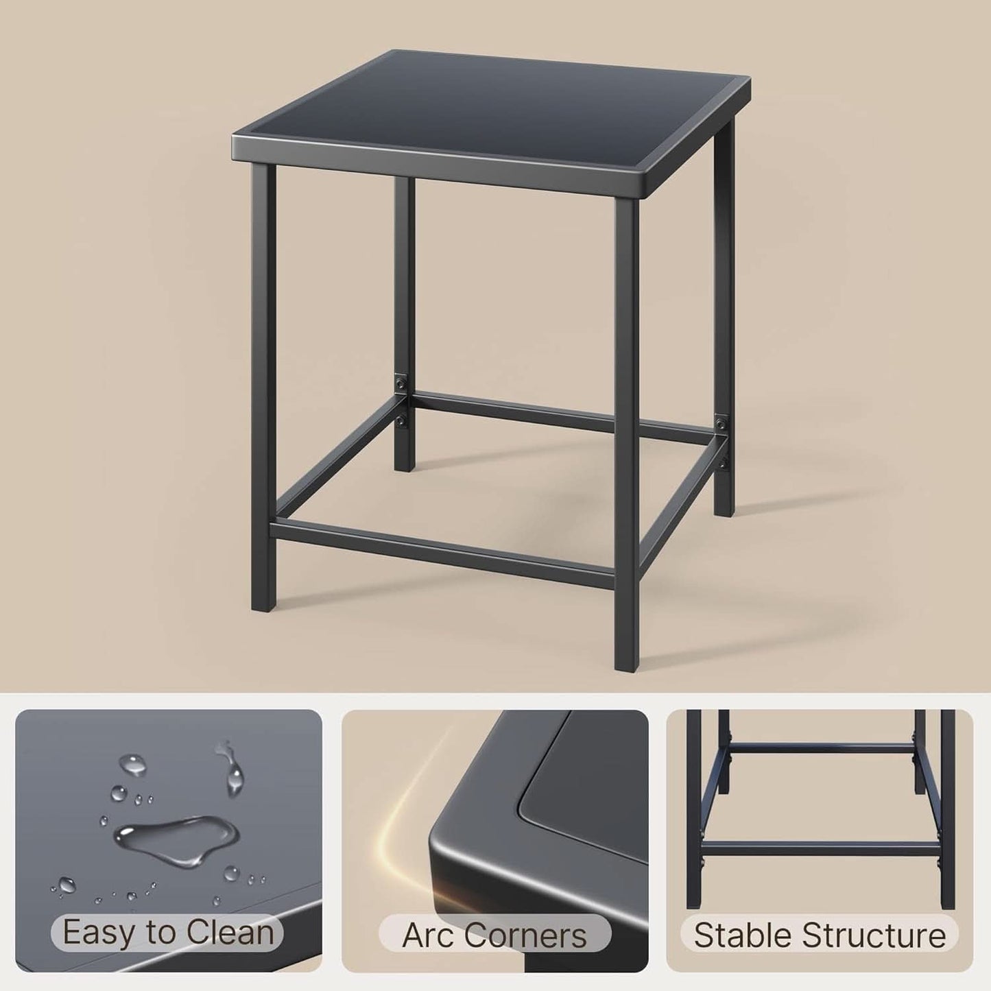 Outdoor Rocking Bistro Set With Cushions And Glass Table