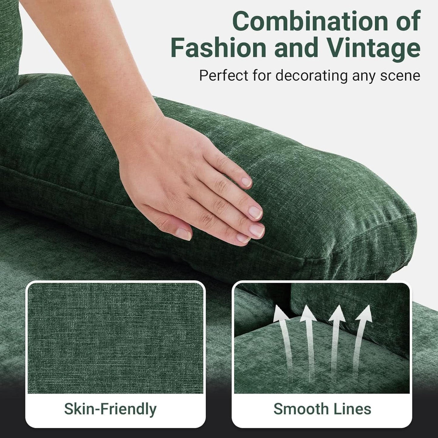 Forest Green 110 Inch U Shape Sectional Couch Double Chaise