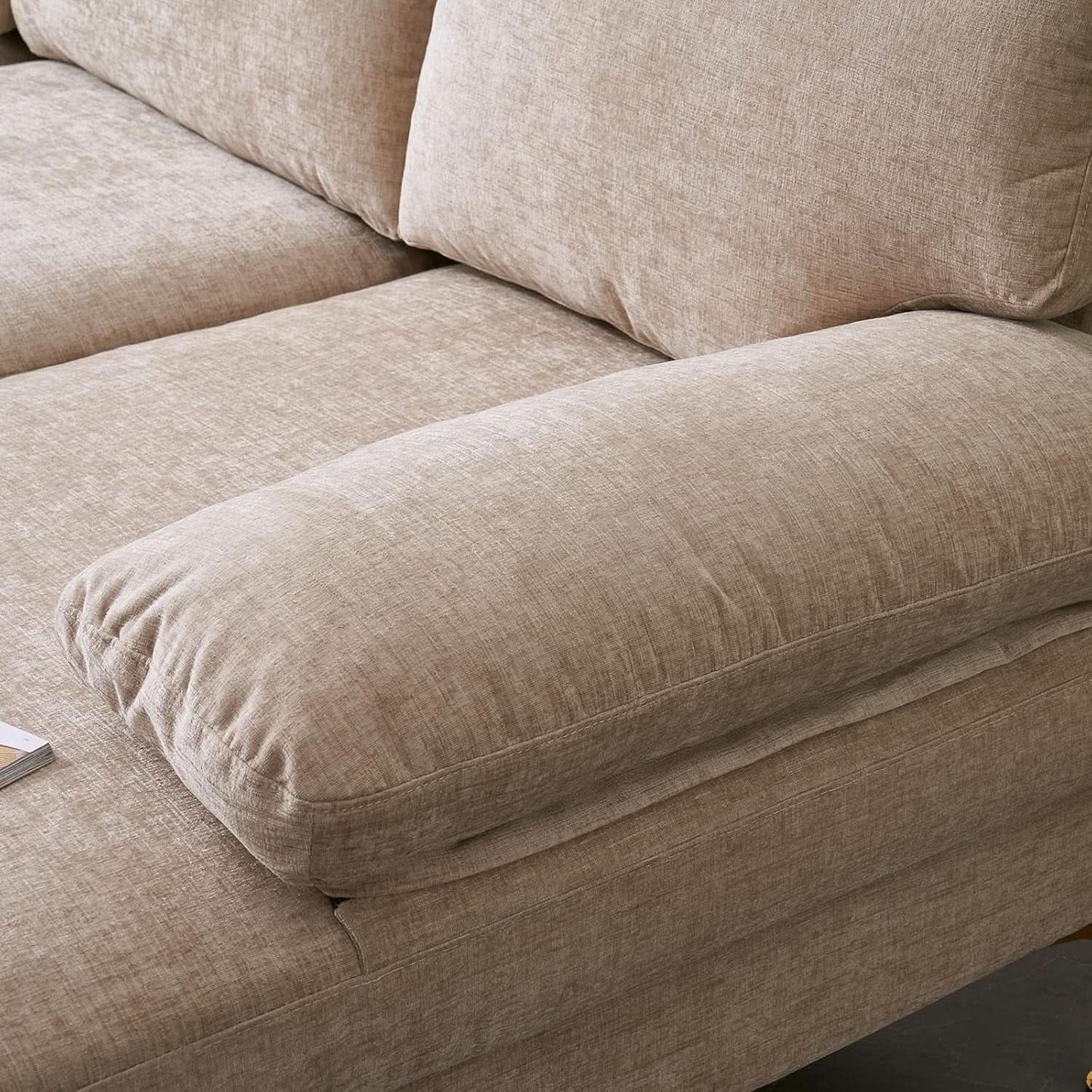 Convertible Sectional Sofa 110 Inch Camel U Shape